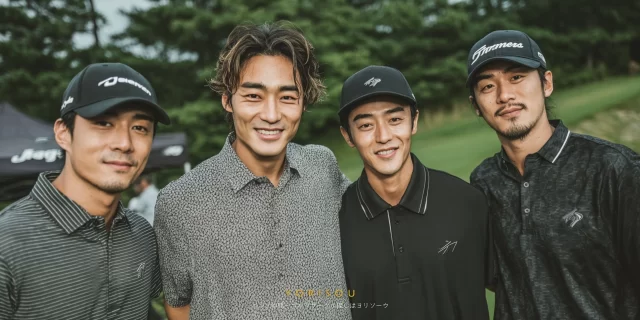 鹿児島市鴨池新町周辺のゴルフ場で、仲間と自然体で笑顔を交わす20〜30代女性ゴルファー4人のバストアップ写真