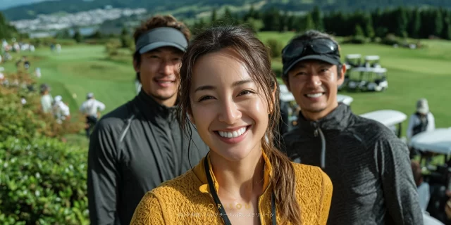 東区南砂町エリアから集まったゴルフ仲間が、プレー後に集まって笑顔で写るチーム感のある写真