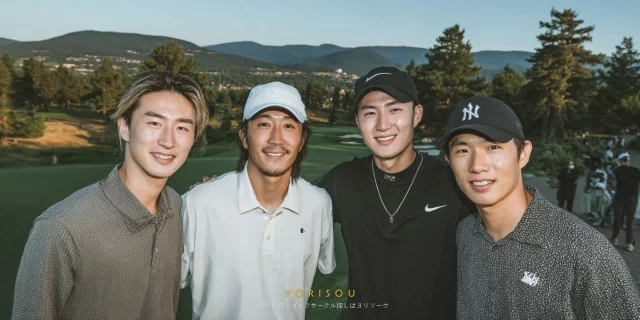 枚方市長尾元町在住の30代女性ゴルファーを中心に、年代の異なる男女ゴルファーが自然体で集まるバストアップのグループ写真