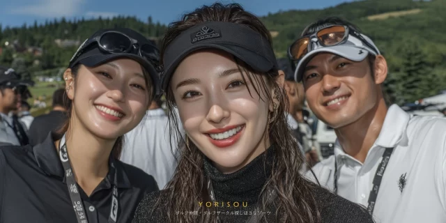 稲城市平尾から通いやすい範囲で集まったゴルファーが、自然体で並び笑顔を見せている様子