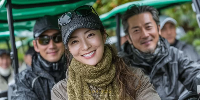 三条市一ノ木戸エリア周辺のゴルフ場で、夕方のラウンド後に男性ゴルファーがバストアップで笑顔を見せている様子