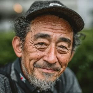 千歳市在住の60代男性ゴルファーが、ゴルフウェア姿でリラックスした表情を見せるバストアップ写真