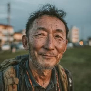 世田谷区在住の60代男性ゴルファーが、ゴルフウェア姿でリラックスしている様子