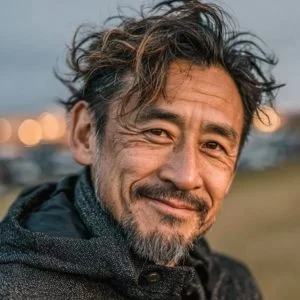 大村市周辺のゴルフ場で、ゴルフウェアを着た50代男性ゴルファーがバストアップで自然に立っている様子