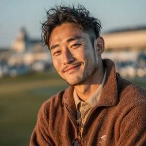 大阪市浪速区在住の中村さん（30代男性）、初心者として安心してゴルフを楽しむエンジョイ派ゴルファーの様子