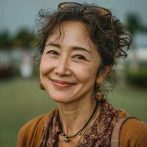 大田区久が原在住の50代女性が、平日ゴルフを楽しむ様子