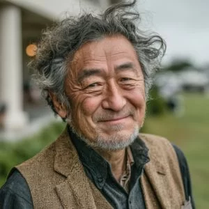 廿日市市在住の70代男性ゴルファーが、ゴルフウェア姿でバストアップになり、同年代とのラウンド前に穏やかに笑顔を見せている様子