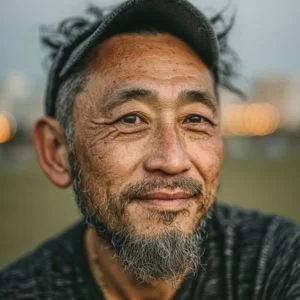 練馬区在住の松本さん（50代男性）、上達志向でゴルフに取り組む競技寄りゴルファーの表情
