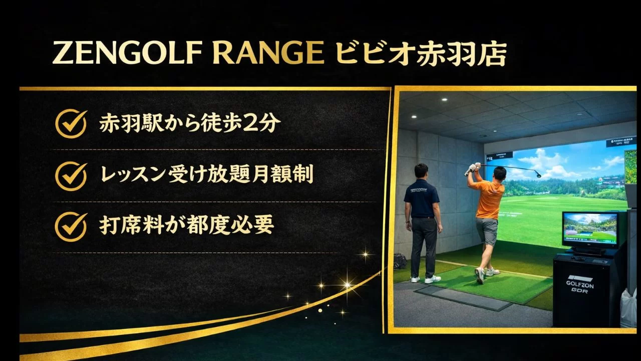 ZENGOLF RANGE ビビオ赤羽店の料金、打席料、体験レッスン、営業時間、赤羽駅からの通いやすさを整理