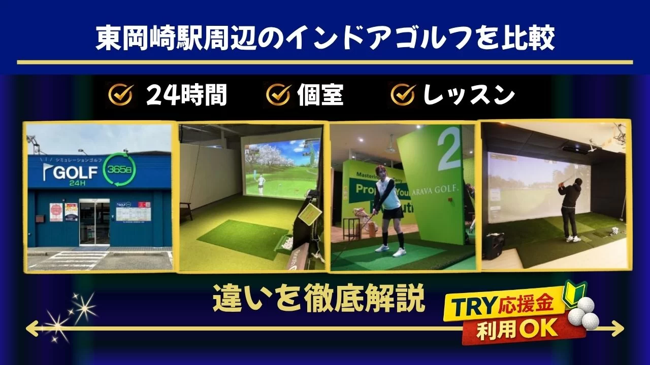 東岡崎駅周辺(北岡崎駅含む)でインドアゴルフを探す方向け