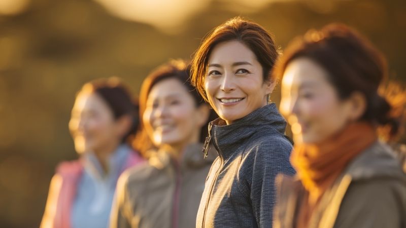 ゴルフ仲間 ヨリソーウSNS事例仲間と一緒の女性