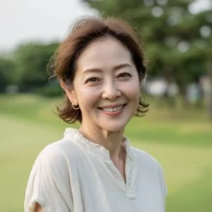 市原市ちはら台在住の中川さん（50代女性）、平日中心でゴルフを楽しむエンジョイ派ゴルファーの笑顔