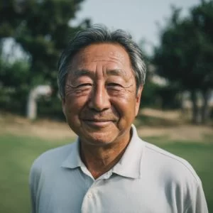 市原市国分寺台在住の山本さん（70代男性）、同年代とゆったりゴルフを楽しむシニアゴルファーの笑顔